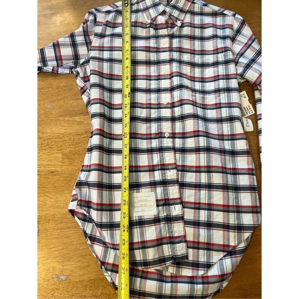 Thom Browne Plaid Print Long Sleeve Button Down Shirt Womens Size XS - Picture 9 of 9